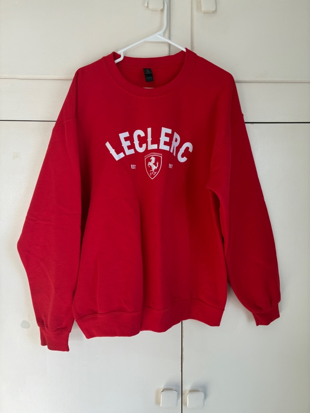 Handmade Unisex Gildan Charles Leclerc Red Racing Car Motor Crewneck Sweatshirt - Picture 2 of 7
